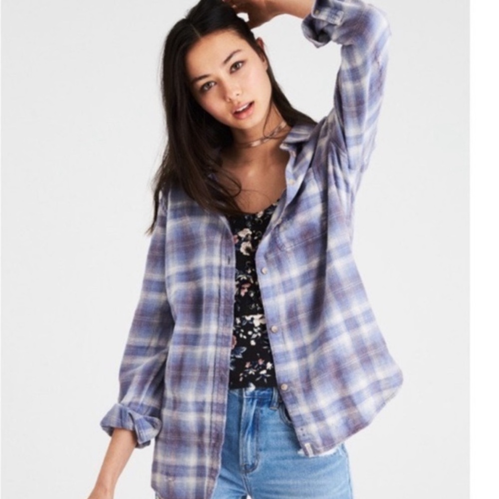 American Eagle Outfitters Destroyed Plaid Flannel